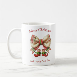 Funny Christmas rustic bow with elves shoes Coffee Mug