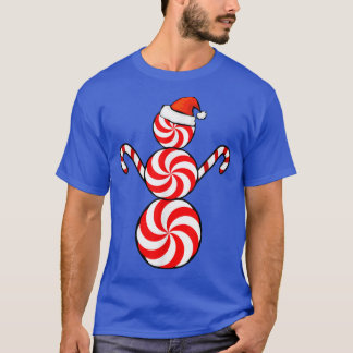 Funny Christmas s Peppermint Candy Snowman  T-Shirt
