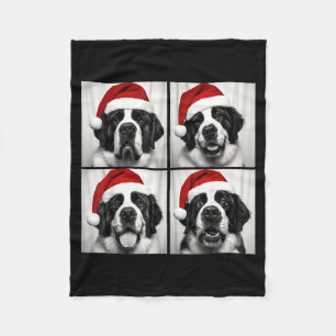 Funny Christmas Saint Bernard Santa Dog Lover Phot Fleece Blanket