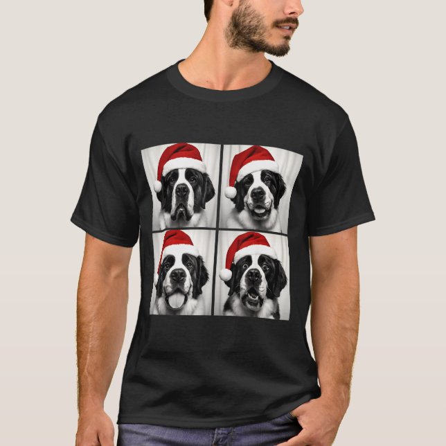 Funny Christmas Saint Bernard Santa Dog Lover Phot T-Shirt (Front)