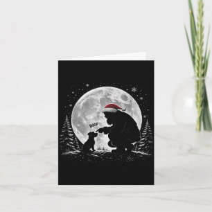Funny Christmas Santa Boop Dog Nose Full Moon Xmas Card