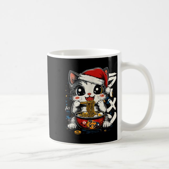 Funny Christmas Santa Cat Ramen Japanese Kawaii An Coffee Mug (Right)