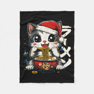 Funny Christmas Santa Cat Ramen Japanese Kawaii An Fleece Blanket