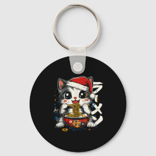 Funny Christmas Santa Cat Ramen Japanese Kawaii An Key Ring