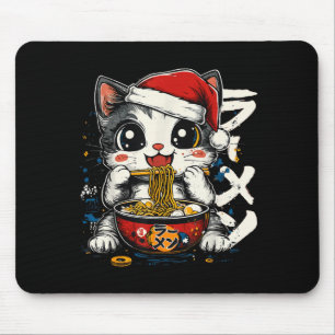 Funny Christmas Santa Cat Ramen Japanese Kawaii An Mouse Mat