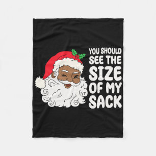 Funny Christmas Santa Claus Afro African American Fleece Blanket