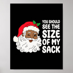 Funny Christmas Santa Claus Afro African American Poster