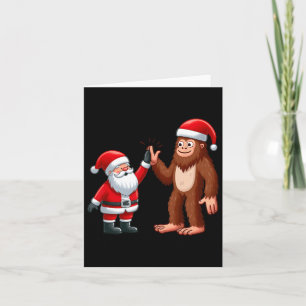 Funny Christmas Santa Claus Bigfoot High-fiving Xm Card