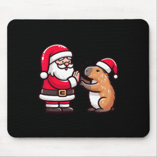 Funny Christmas Santa Claus Capybara High-fiving X Mouse Mat