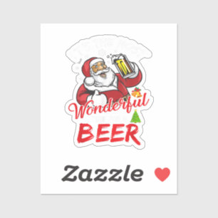 Funny Christmas Santa Claus Drinking Beer Wonderfu
