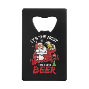 Funny Christmas Santa Claus Drinking Beer Wonderfu