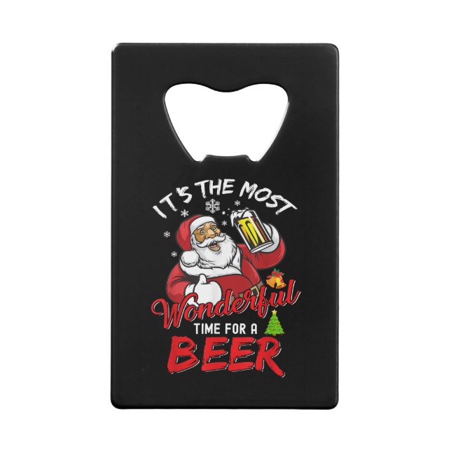 Funny Christmas Santa Claus Drinking Beer Wonderfu (Front)