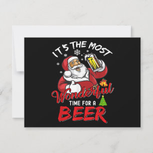 Funny Christmas Santa Claus Drinking Beer Wonderfu