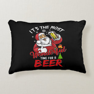 Funny Christmas Santa Claus Drinking Beer Wonderfu Decorative Cushion