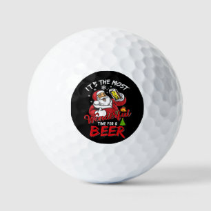 Funny Christmas Santa Claus Drinking Beer Wonderfu Golf Balls