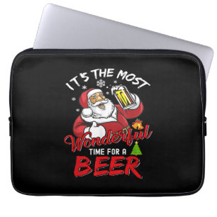 Funny Christmas Santa Claus Drinking Beer Wonderfu Laptop Sleeve