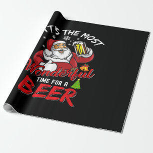 Funny Christmas Santa Claus Drinking Beer Wonderfu Wrapping Paper