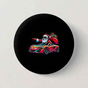 Funny Christmas Santa Claus Driving Srt Car Xmas P 6 Cm Round Badge