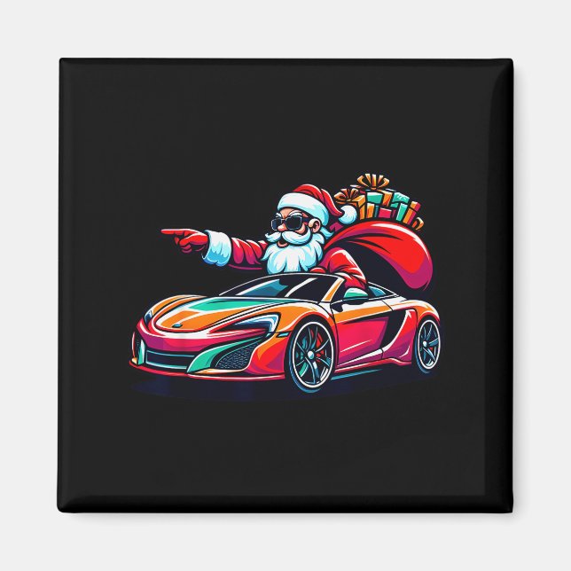 Funny Christmas Santa Claus Driving Srt Car Xmas P Magnet (Front)