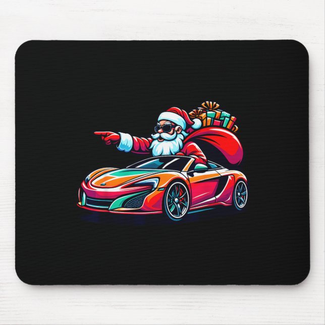 Funny Christmas Santa Claus Driving Srt Car Xmas P Mouse Mat (Front)