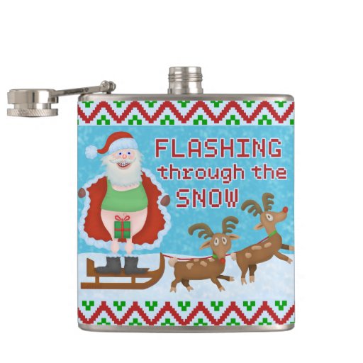 Image of Funny Christmas | Santa Claus Flashing Thru Snow Hip Flask
