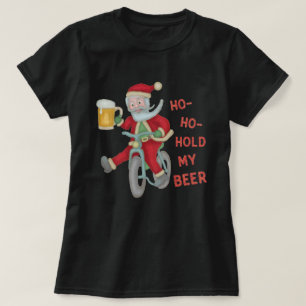 Funny Christmas Santa Claus Hold My Beer Humourous T-Shirt