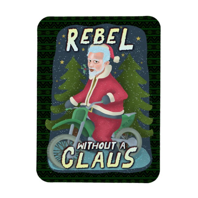 Funny Christmas Santa Claus Humor Motorcycle Rebel Magnet (Vertical)