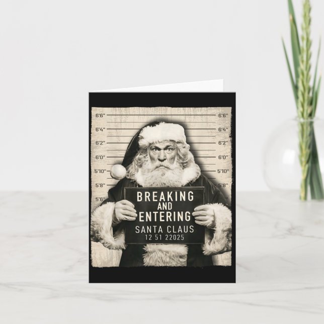 Funny Christmas Santa Claus Humor Mugshot Xmas Men Card (Front)