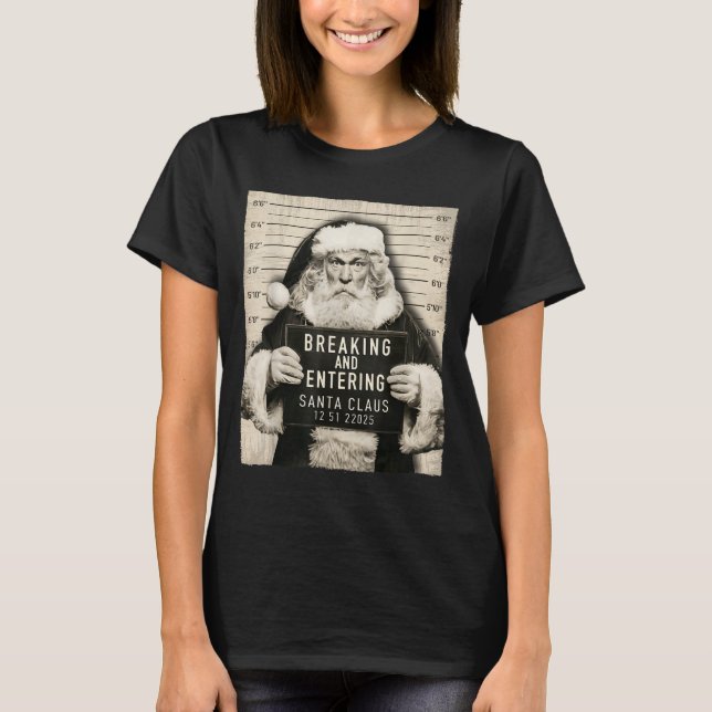 Funny Christmas Santa Claus Humor Mugshot Xmas Men T-Shirt (Front)