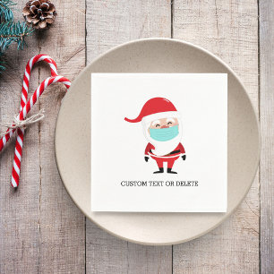 Funny Christmas Santa Claus in Face Mask Custom Napkin