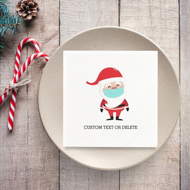 Funny Christmas Santa Claus in Face Mask Custom Napkin (Creator Uploaded)