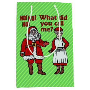 Funny Christmas Santa Claus & Mrs Holiday Humour Medium Gift Bag