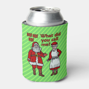 Funny Christmas Santa Claus & Mrs Holiday Joke Can Cooler