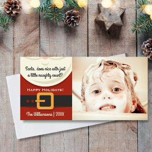 Funny Christmas Santa Claus Naughty & Nice Photo Holiday Card