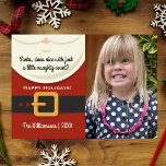 Funny Christmas Santa Claus Naughty & Nice Photo Holiday Card<br><div class="desc">Have you been naughty or nice this year?  Nice with a little naughty is okay!!! This card design features a santa suit,  the words "Is nice with just a little naughty count?",  your photo and custom text. Funny and cute,  it's sure to spread holiday cheer.</div>