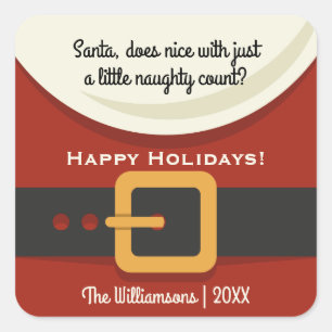 Funny Christmas Santa Claus Naughty & Nice Square Sticker