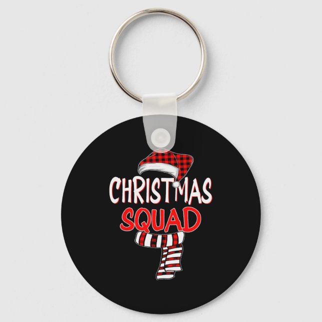 Funny Christmas Santa Claus Red Plaid Shirt, Chris Key Ring (Front)