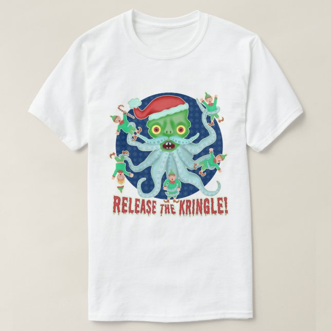 Funny Christmas Santa Claus Release the Kringle T-Shirt (Design Front)