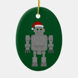 funny christmas santa claus robot ceramic tree decoration