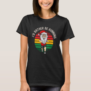 Funny Christmas Santa Claus Running Love Runner Ho T-Shirt