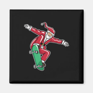 Funny Christmas Santa Claus Skateboarding Gift Ska Magnet