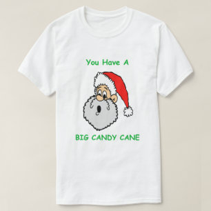 Funny Christmas Santa Claus Surprised Big Cane T-Shirt