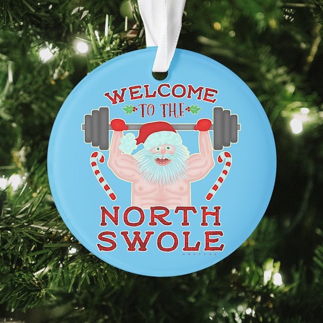 Funny Christmas Santa Claus Swole Weightlifter Ornament (Creator Uploaded)