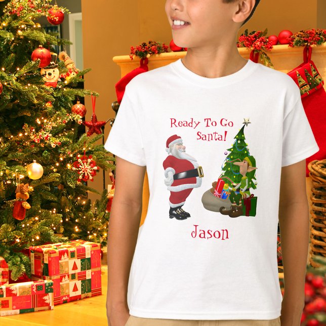 Funny Christmas Santa Elf Child's Name T-Shirt (Funny Christmas Santa Elf Child's Name T-Shirt)