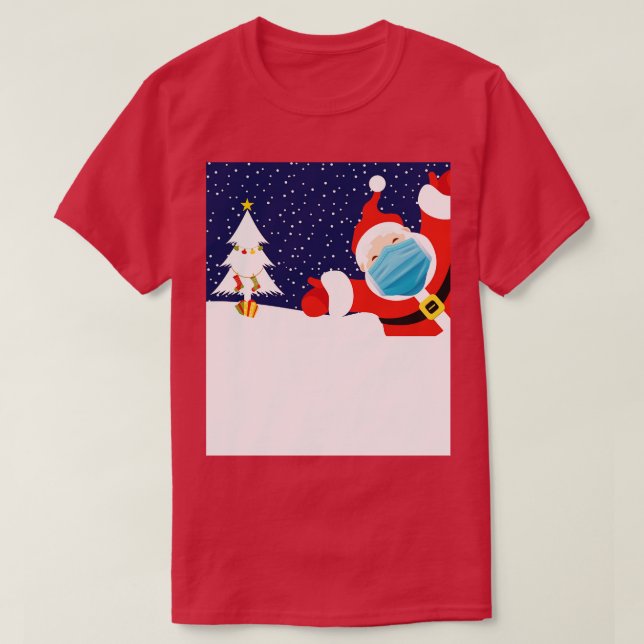 Funny Christmas Santa in Face Mask T-Shirt (Design Front)