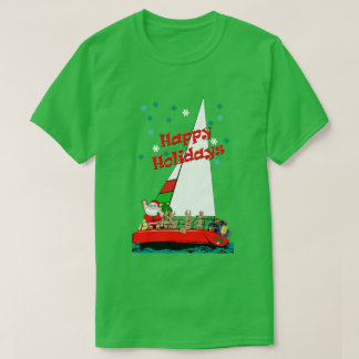 Funny Christmas Santa in Sailboat sailor T-Shirt