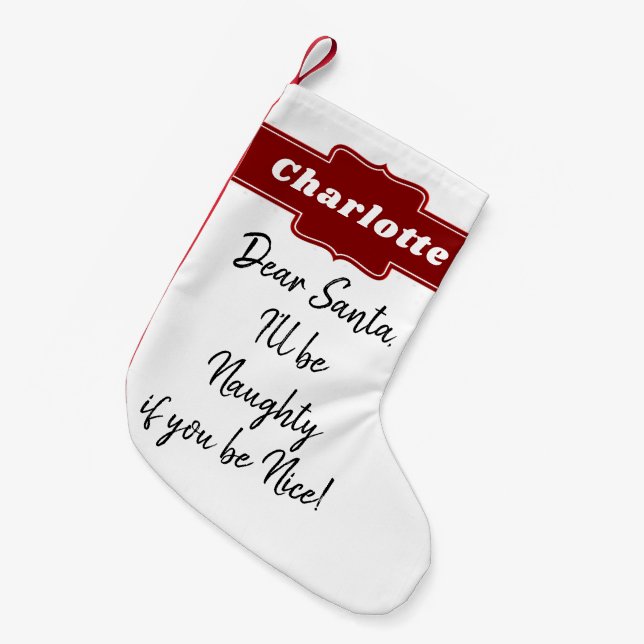 Funny Christmas Santa Letter Personalised Small Christmas Stocking (Front (Hanging))