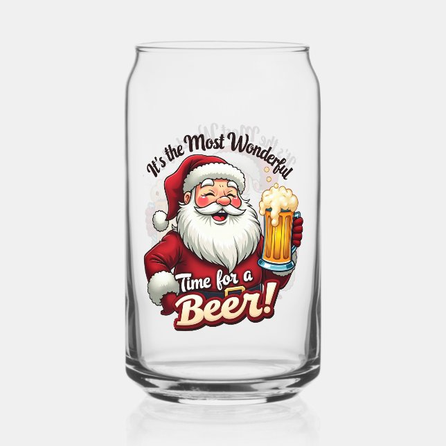 Funny Christmas Santa most wonderful time party Can Glass (Front)