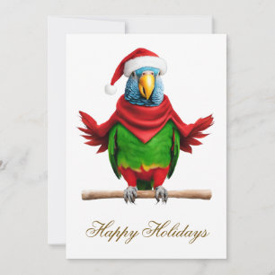 Funny Christmas Santa Parrot  Holiday Card