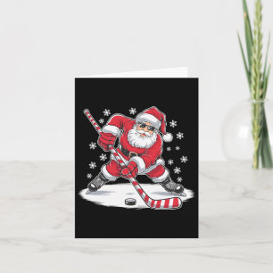 Funny Christmas Santa Playing Ice Hockey Xmas Spor Card